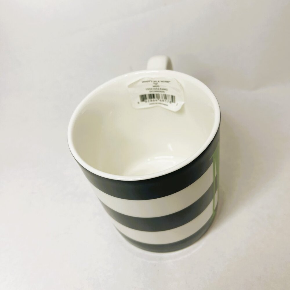 Kate Spade Black and White Striped Mug with Green Initial - Picture 7 of 7